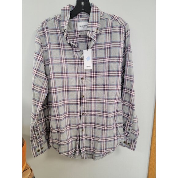Goodfellow & Co Men's Plaid Button-Up Shirt Size S 100% Cotton Red & Blue Plaid - Picture 1 of 4